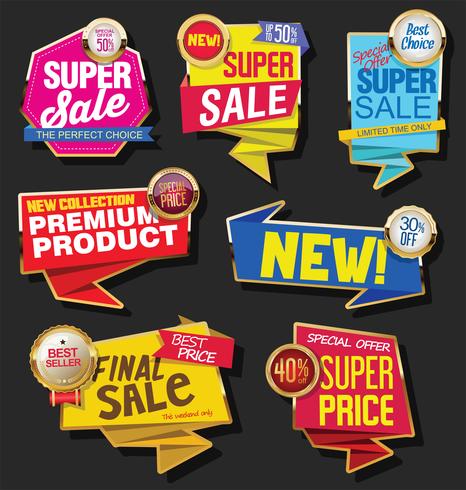 Modern badges stickers and labels collection vector