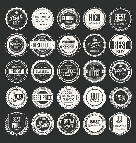 Colección de insignias y etiquetas retro vintage vector