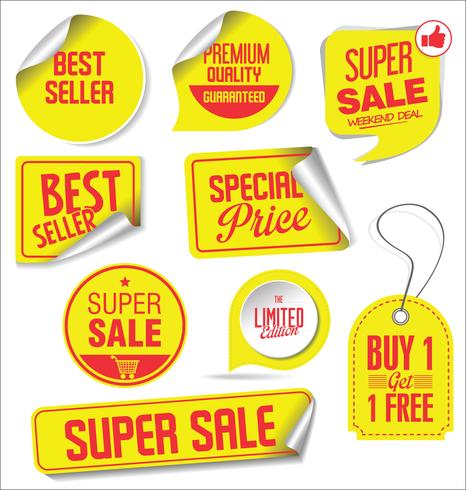 Collection of sale stickers with rounded corners vector
