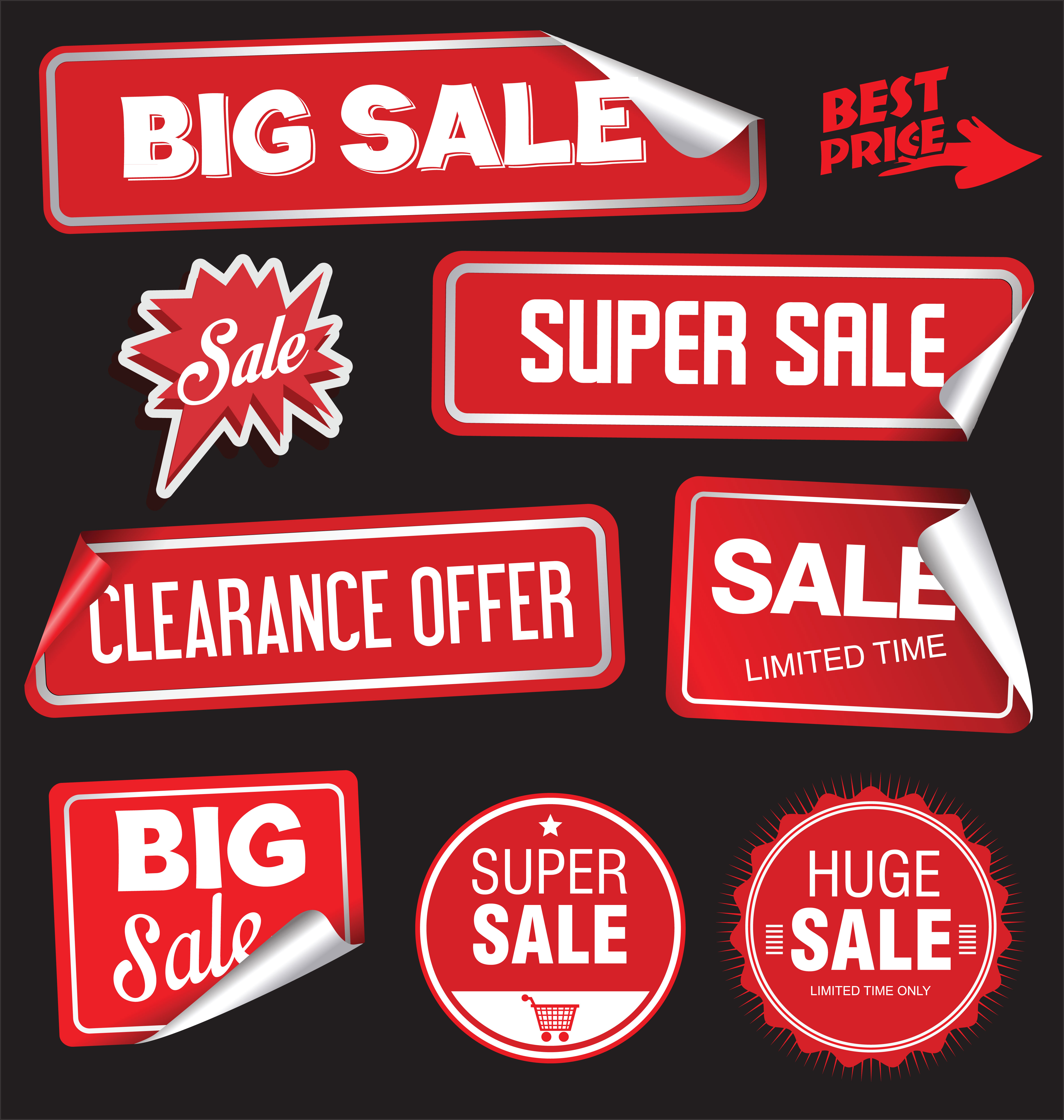 Collection of sale stickers with rounded corners 286296 Vector Art at