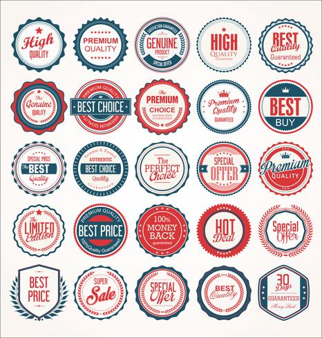 Retro vintage insignias y etiquetas vector colección