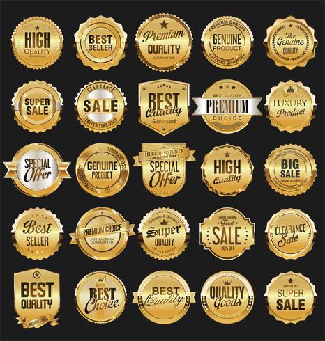 retro vintage badges golden collection vector illustration