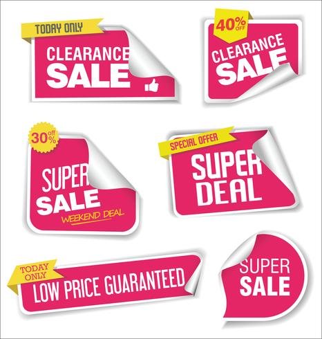 Collection of sale stickers with rounded corners vector