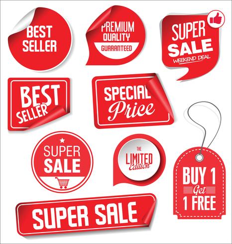 Collection of sale stickers with rounded corners vector