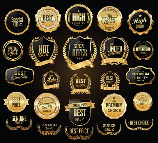 retro vintage badges golden collection vector illustration