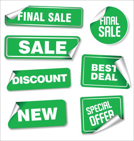 Collection of sale stickers with rounded corners vector