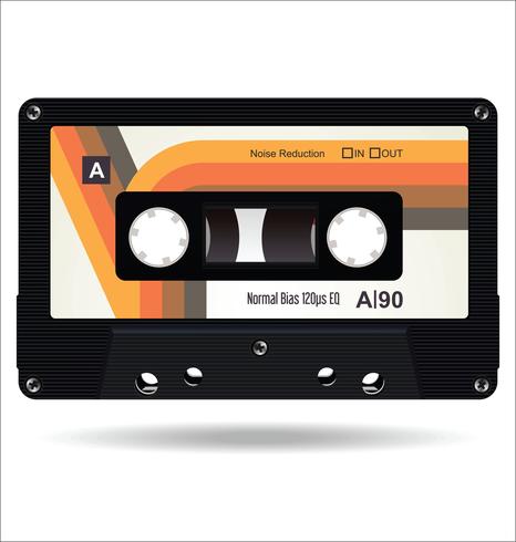 Retro vintage cassette tape flat concept vector illustration