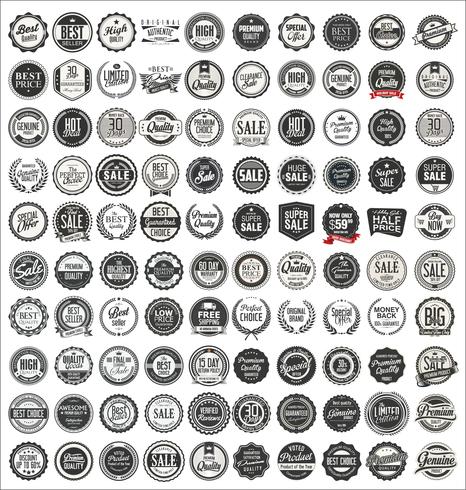 Mega collection of retro vintage badges and labels vector