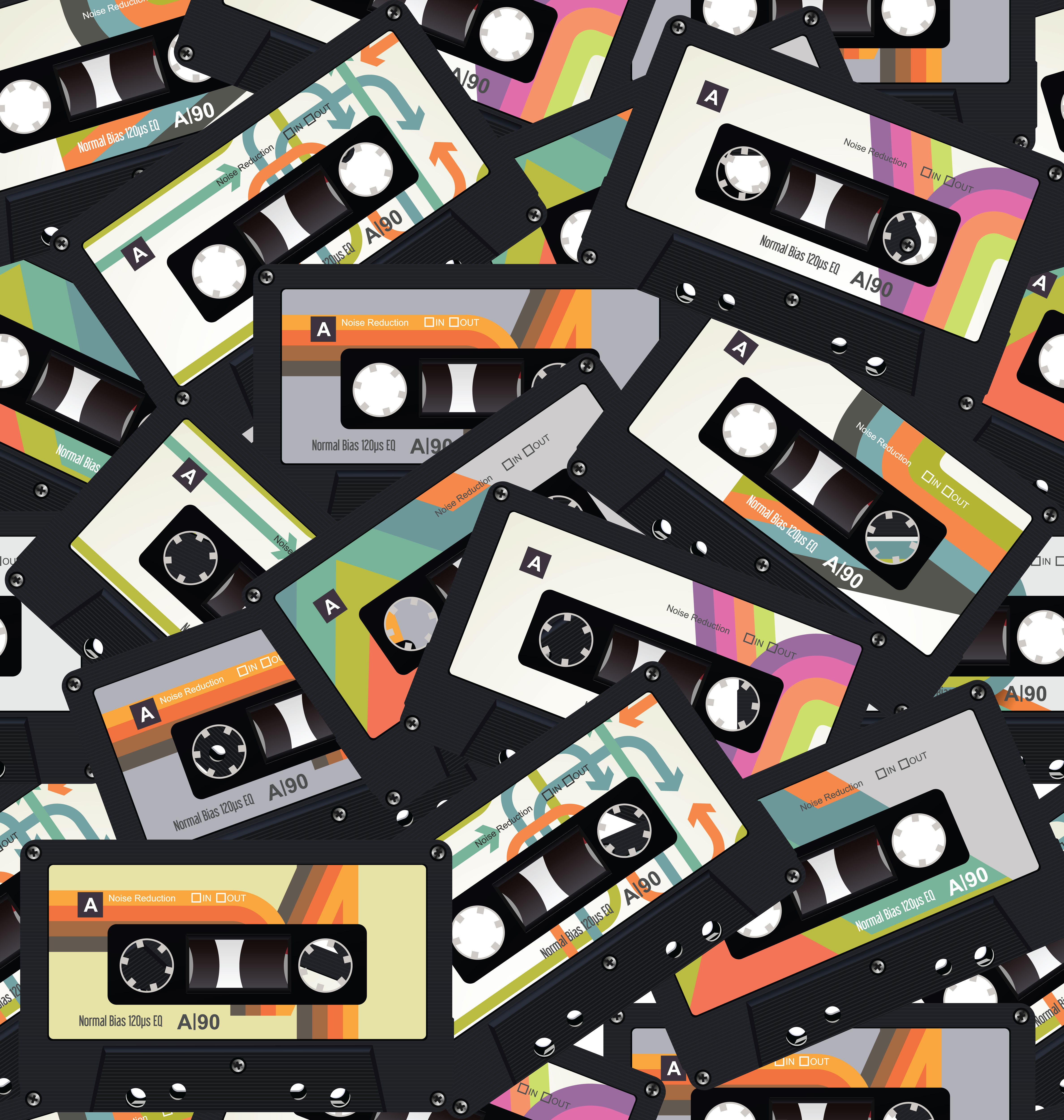 Retro vintage cassette tape seamless background vector 286413 Vector Art at  Vecteezy