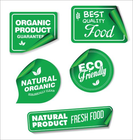 Natural organic products collection of labels vector