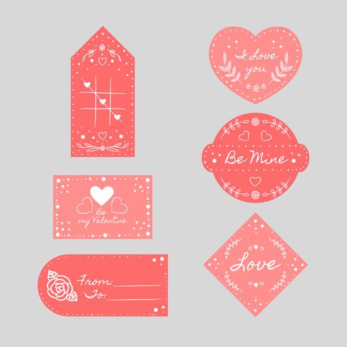 Colección de etiquetas del día de San Valentín rojo vector