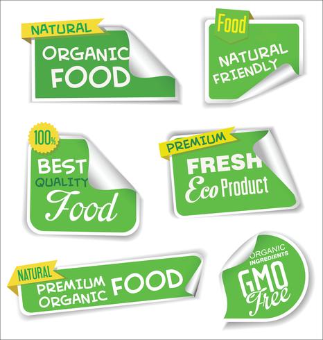 Natural organic products collection of labels vector