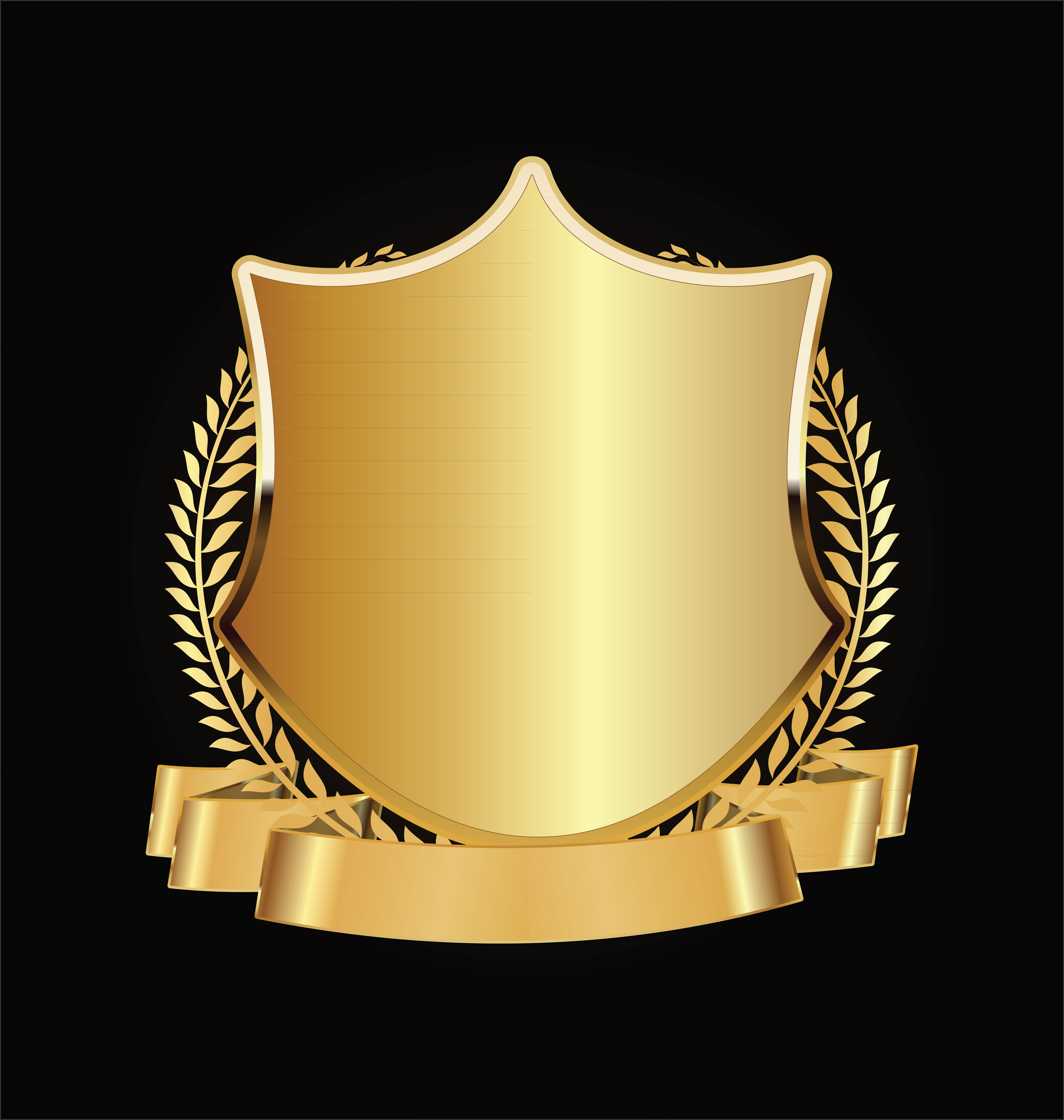 Gold and black shield with gold laurels - Download Free Vectors