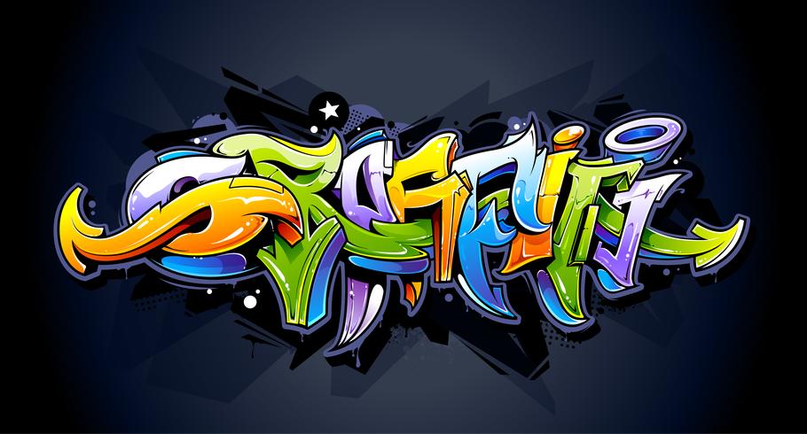 Letras de graffiti brillante vector