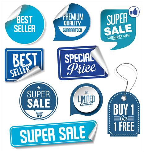 Modern badges stickers and labels collection vector