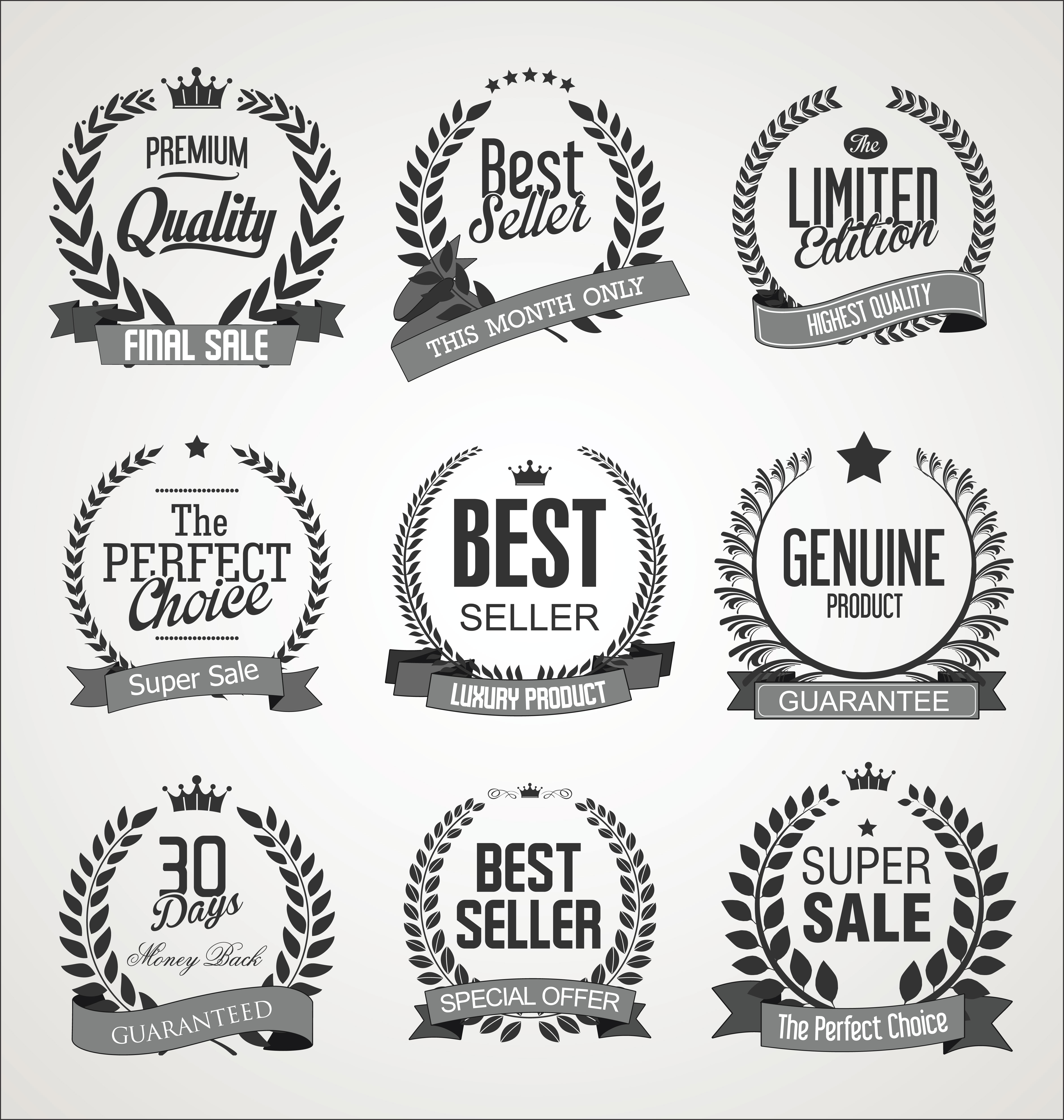 Download Collection of laurel wreath retro vintage vector illustration 286520 - Download Free Vectors ...