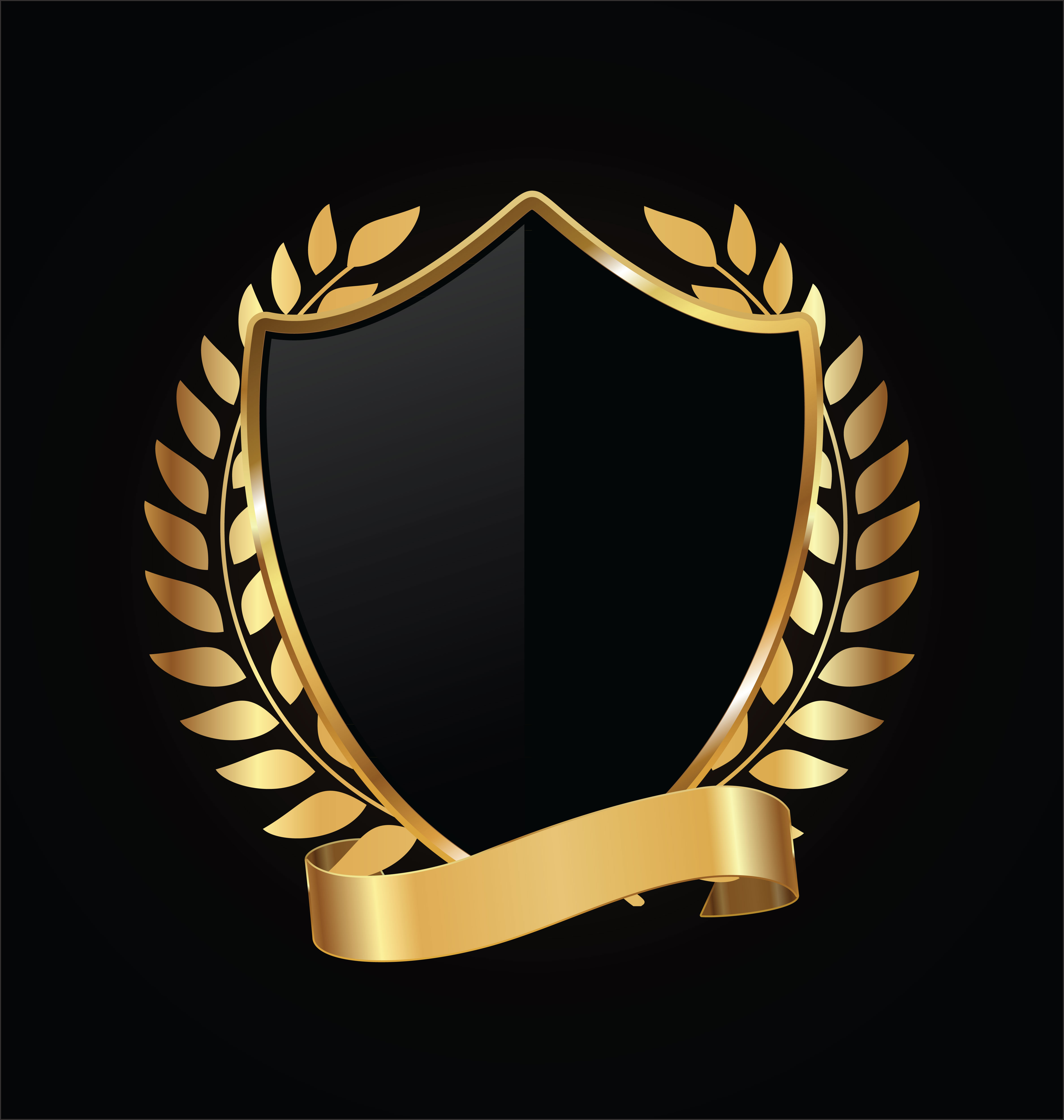 Gold and black shield with gold laurels 286530 - Download Free Vectors