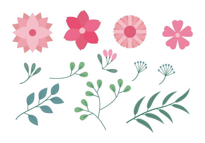 Flower Clipart Set Vector Illustration