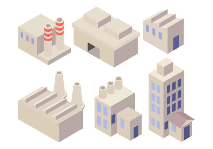 Isometric Industrial Buildings Set Vector