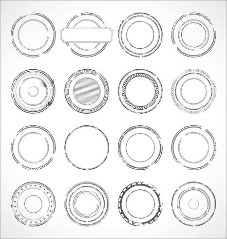 Grunge round paper stickers black and white vector