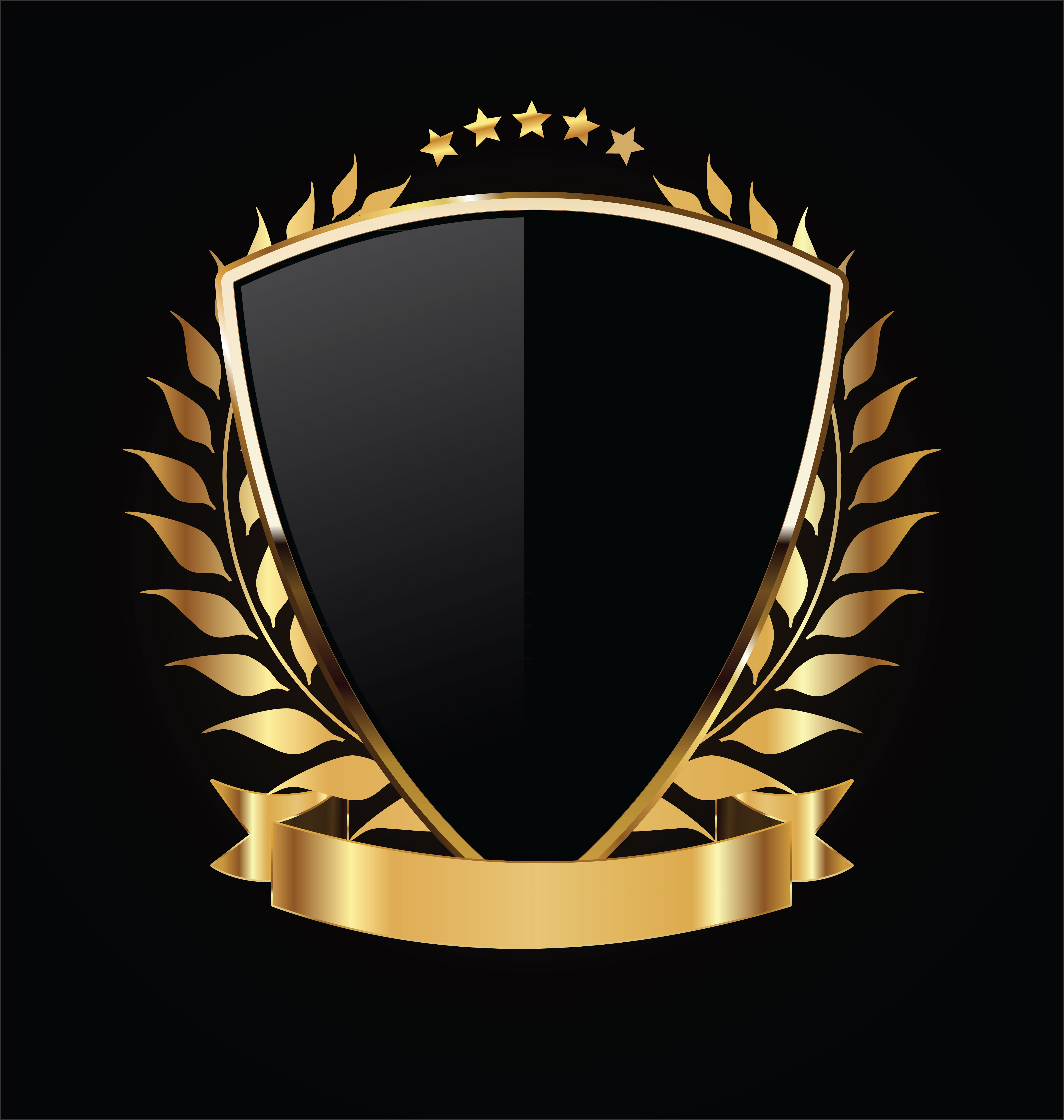 Gold and black shield with gold laurels 286572 Vector Art at Vecteezy