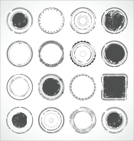 Grunge round paper stickers black and white vector