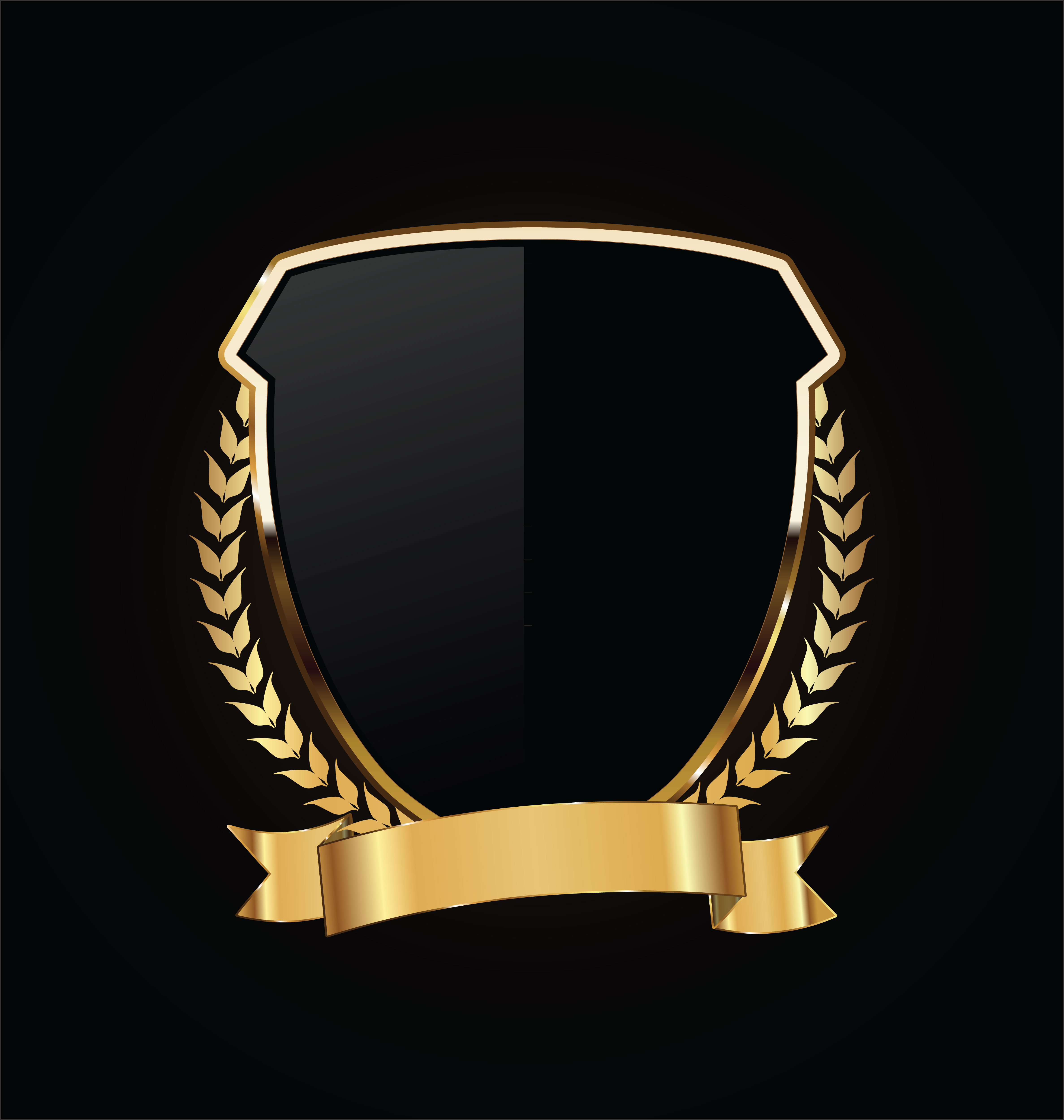 Gold and black shield with gold laurels 286588 Vector Art at Vecteezy