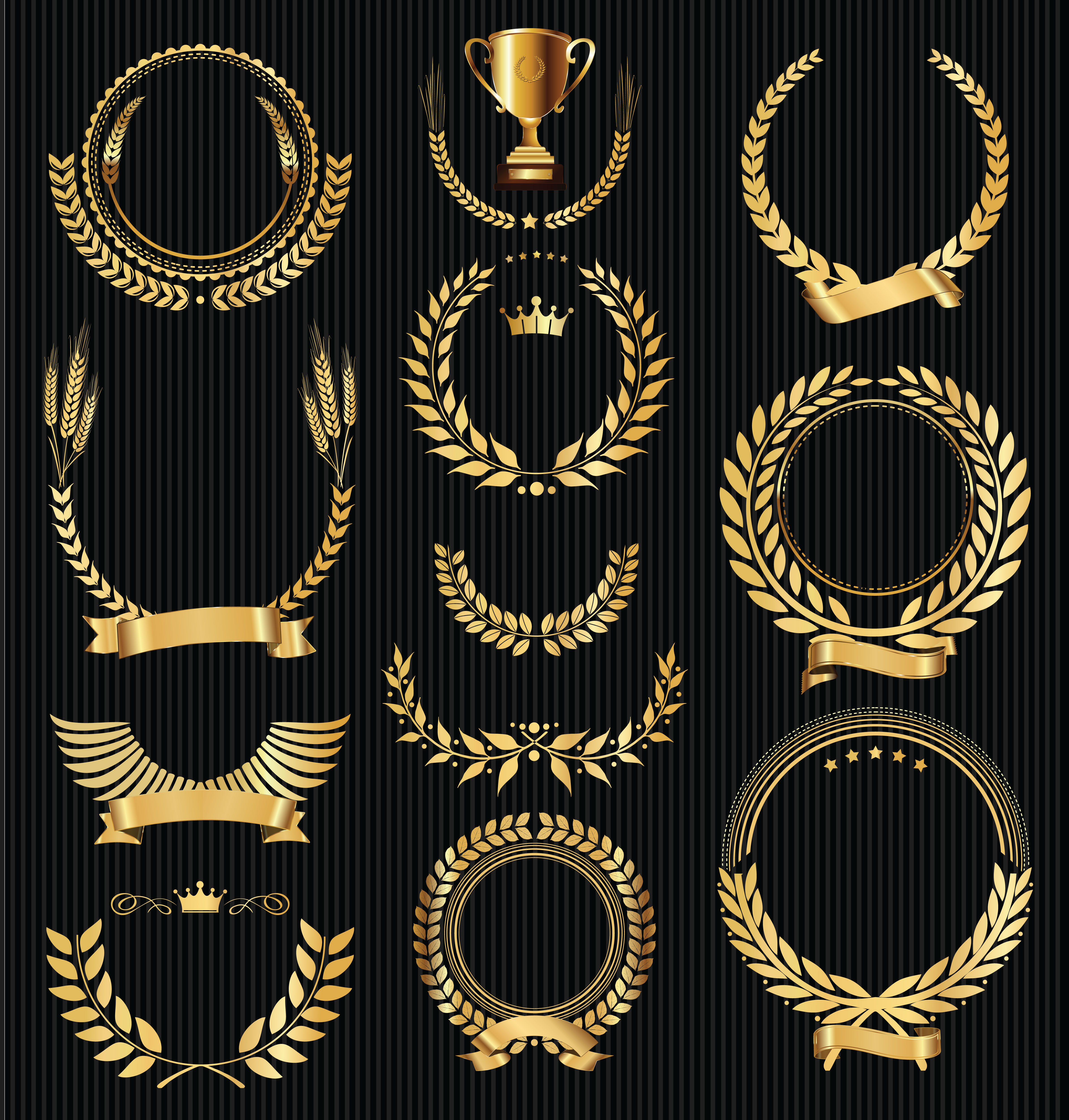 Collection of laurel wreath retro vintage vector illustration 286602