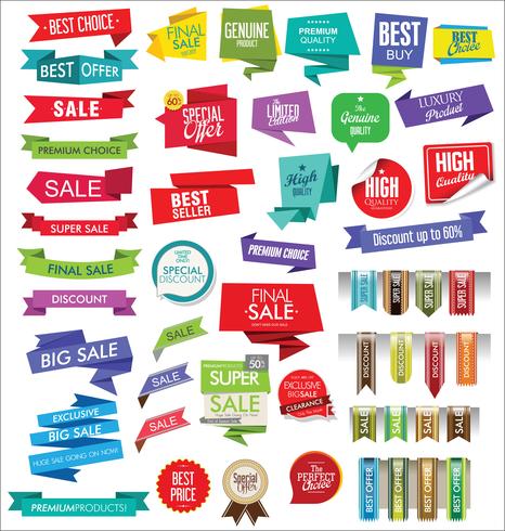 Modern sale banners and labels collection vector