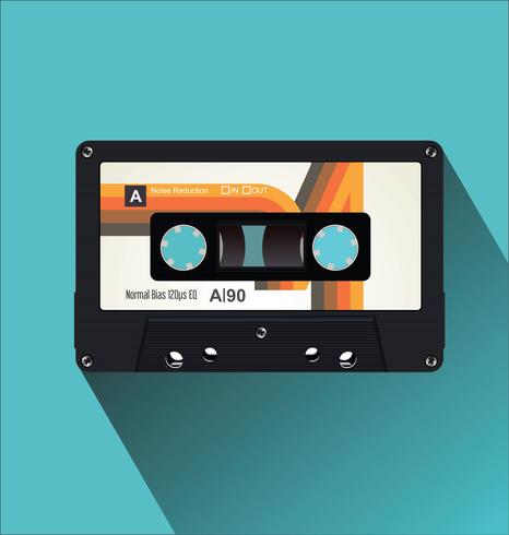 Ilustración de vector de concepto plano de cinta de cassette vintage retro