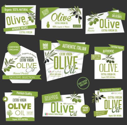 Colección de vectores de etiquetas de aceite de oliva