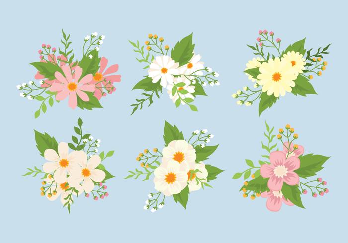 Conjunto de imágenes florales vector