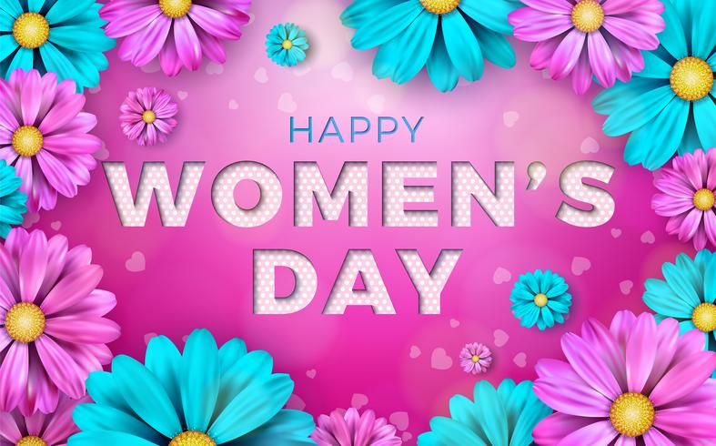 Happy Women's Day Floral Greeting card vector