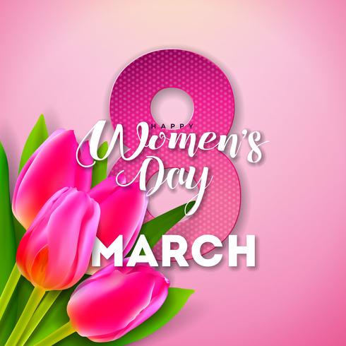 Happy Women's Day Floral Greeting Card Design vector