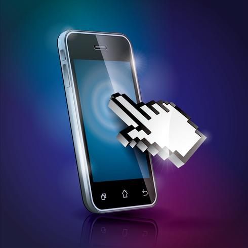 Vector technology styled illustration with shiny touchscreen phone