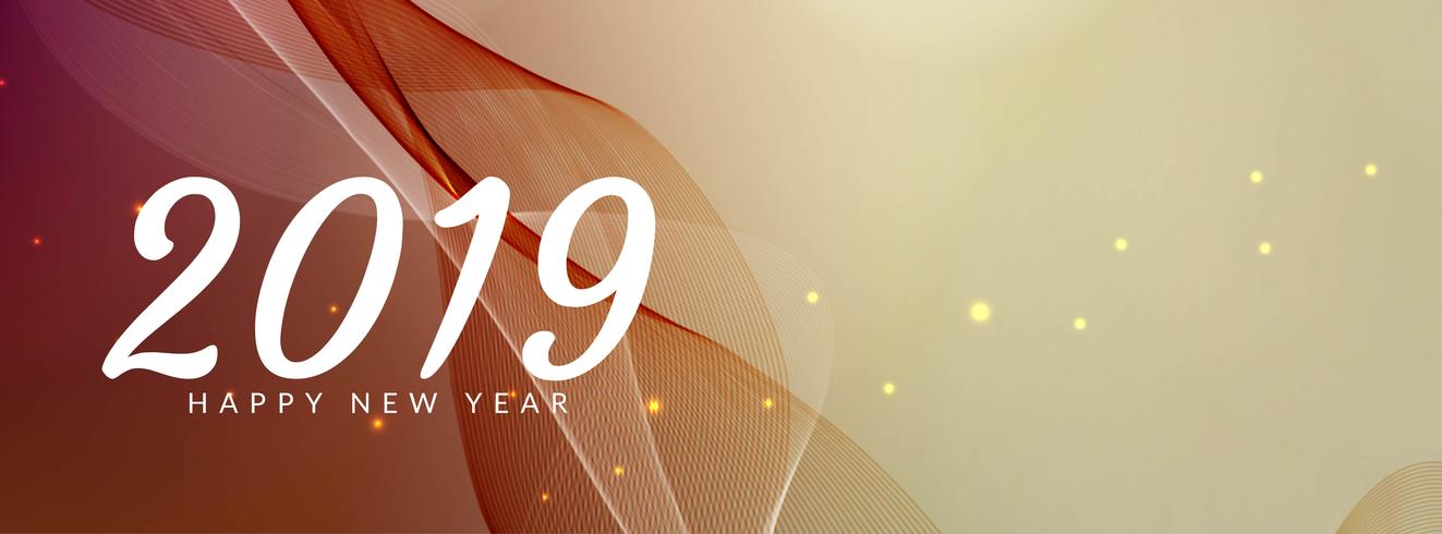 Elegant Happy New Year 2019 banner template vector