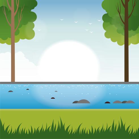 Vector ilustración paisaje de primavera