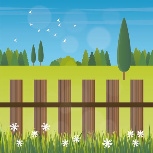 Vector ilustración paisaje de primavera