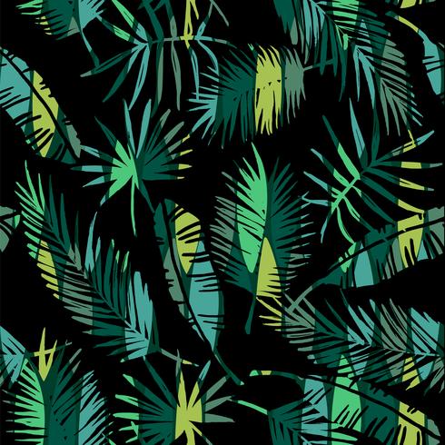 Seamless exotic pattern with tropical plants. vector