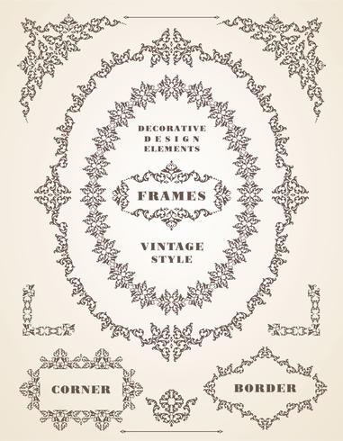 Set of Retro Vintage Badges, Frames, Labels and Borders. vector