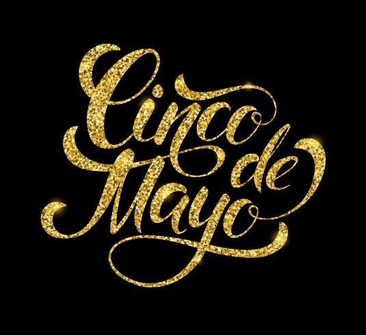 Diseño de letras brillantes del Cinco de Mayo. vector