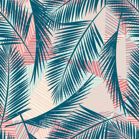 Seamless exotic pattern with tropical plants. vector