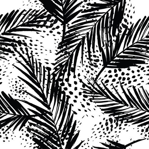Seamless exotic pattern with palm leaves. vector