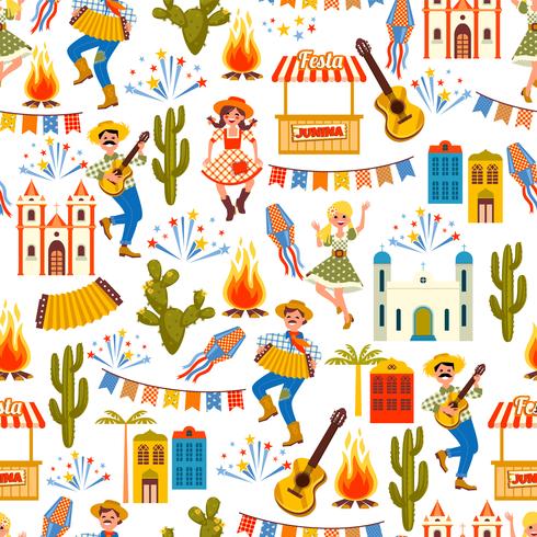 Latin American holiday, the June party of Brazil. Seamless pattern. vector