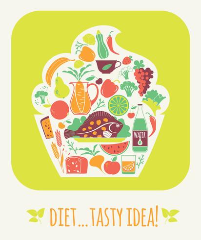 Vector illustration tasty diet. 