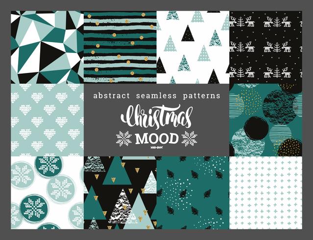 Navidad y año nuevo patrones geométricos ornamentales abstractos sin fisuras. vector