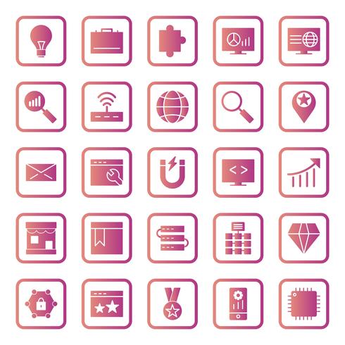 Set of Vector SEO Search Engine Optimization Icons