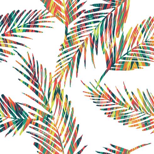 Seamless exotic pattern with palm leaves. vector