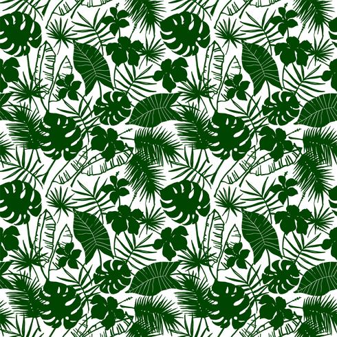 Seamless exotic pattern with tropical plants. vector
