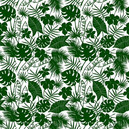 Seamless exotic pattern with tropical plants. vector